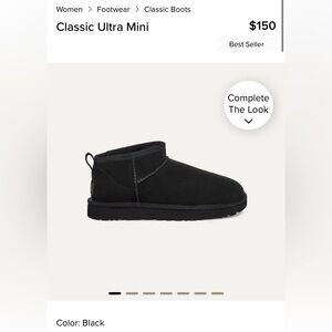 Women’s UGG Classic Ultra Mini’s Black Size 9 (BOX INCLUDED)